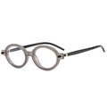Lunettes de soleil ovales rétro avec monture gris fumé et branches noires avec détails dorés - Monture Grise Translucide Verre Transparent