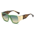 Square green frame sunglasses with gold metal decor and tortoise shell temples - Green Frame Green Yellow Lens
