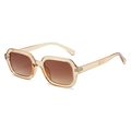 Retro square sunglasses with transparent tea PC frame and brown gradient lenses - Champagne Frame / Tea Lens