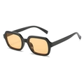 Fashion square sunglasses with bold black frame and transparent orange lenses - Black Frame Yellow Lens