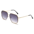 Classic double bridge aviator sunglasses with gold metal frame and purple gradient lenses - Gold Frame Gradient Gray Lens