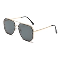 Lunettes aviateur rétro à double pont avec monture dorée et verres hexagonaux - Monture Dorée Verres Gris