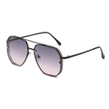 Lunettes aviateur rétro à double pont avec monture en métal noir et verres dégradés violets - Monture Noire Verres Gris Violet