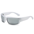 Gafas de sol deportivas plateadas envolventes con lentes grises y acabado mate - Dientes De Bisagra / Estándar (incl. 13% IVA) montura plateada y lentes de espejo plateado