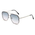 Lunettes aviateur argentées à double pont avec verres dégradés bleu-rose pour adultes - Monture Argent Verres Dégradés Vert
