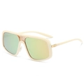 Schicke Oversize-Quadrat-Sonnenbrille in Creme-Beige mit gelb-grünen Gläsern - Beiger Rahmen Multi Grün Pink Gläser