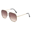 Lunettes aviateur rétro à double pont avec monture dorée et verres dégradés marron - Monture Dorée Verres Ambrés