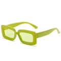 Retro rectangle sunglasses in vibrant green glossy finish with matching tinted lenses - Fluorescent Green Frame Green Lens
