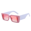 Fashionable rectangle pink sunglasses with purple temples and gradient pink lenses - Pink Frame / Pink Lens