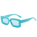 Modern light blue rectangular sunglasses with candy-colored translucent frames and lenses - Blue Frame / Blue Lens