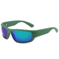 Gafas de sol deportivas con montura verde mate y lentes polarizadas azules - Dientes De Bisagra / Estándar (13 % IVA incluido) Montura verde / Lentes verdes