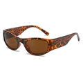 Lunettes de soleil rétro Y2K en écaille avec verres marrons et branches larges - Monture Léopard / Verres Thé