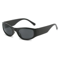 Lunettes de soleil Y2K futuristes noires à monture ovale et style rétro urbain chic - Monture Noire Verres Gris