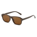 Lunettes de soleil carrées rétro avec monture marron verres teintés thé et rivets - Monture Café Verres Thé