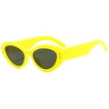 Chic oval cat eye sunglasses in bright yellow with dark grey lenses and star details - Yellow Frame Grey Lens