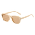 Lunettes de soleil carrées rétro beiges avec verres thé et détails de rivets - Monture Beige Verres Champagne