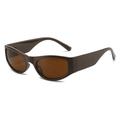 Y2K style retro sunglasses with thick brown frames and dark tinted lenses - Coffee Frame Brown Lens