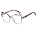 Stylish cat-eye glasses frame with tortoise pattern and transparent lower half design - Transparent Leopard