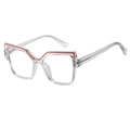 Montatura per occhiali quadrata trasparente alla moda con dettagli rosa e lenti anti-luce - Rosa Trasparente