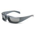 Gafas de sol deportivas Y2K con montura cuadrada gris metálico y cristales oscuros - Marco Gris Plomo Lentes de Espejo Plateado