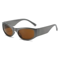 Y2K sporty sunglasses with matte grey frames and translucent brown lenses for street fashion - Gunmetal Frame Tea Lens