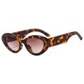 Lunettes de soleil ovales en écaille avec verres dégradés roses et étoiles - Monture Léopard / Verres Thé