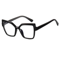 Fashionable square candy color blue light blocking glasses with thick black geometric frames - Glossy Black Frame