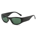 Chic Y2K retro sunglasses featuring a bold black frame and dark tinted lenses - Black Frame Dark Green Lens