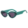 Lunettes œil de chat vert foncé translucide avec verres violets et rivets étoile - Monture Verte Verres Violet Gris