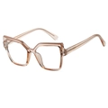 Fashionable champagne transparent square TR glasses frame with anti-blue light lenses - Transparent Tea