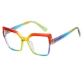 Chic square-frame glasses with rainbow gradient design and high-gloss resin finish - Rainbow Frame