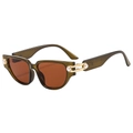 Retro square sunglasses in olive green with gold temples and pearl accents - Dark Green Frame Tea Lens