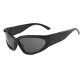 Steampunk Sport-Sonnenbrille mit schwarzem Gestell und dunklen Gläsern im Trend - Schwarzer Rahmen Graue Gläser