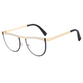 Fashionable half-frame cat eye glasses with gold metal trim and clear lenses for women - Gold Transparent