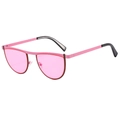 Gafas de sol geométricas con montura de metal rosa y lentes translúcidas rosadas - Montura Rosa / Lentes Rosas