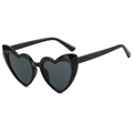 Occhiali da sole alla moda a forma di cuore con montatura nera lucida e lenti scure - Montatura Nera Lenti Grigie