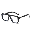 Fashionable oversized square black frame glasses with minimalist thick geometric design - Black Frame Clear Lens
