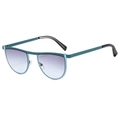 Gafas de sol geométricas con media montura verde oscuro y lentes de color violeta - Montura Azul Degradado Gris