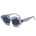 Occhiali da sole alla moda con montatura floreale viola trasparente e lenti grigio scuro - Montatura Grigio Jelly Lenti Grigie