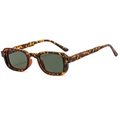 Fashionable square tortoise shell folding sunglasses with green lenses for a retro style - Tortoiseshell Frame Dark Green Lens