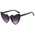 Lunettes de soleil cœur tendance avec monture noire et verres dégradés violets - Monture Noire Double Verre Gris