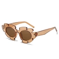 Avant-garde flower frame sunglasses in translucent brown resin with dark tea lenses - Transparent Tea Frame Tea Lens