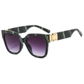 Gafas de sol cuadradas de gran tamaño con montura jaspeada verde oscuro y lentes degradadas - Piezas Dobles Grises Con Marco Verde