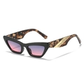 Cat eye sunglasses with black frames, tortoiseshell temples and gradient pink lenses - Black Frame Tortoiseshell Temple Grey Pink Lens