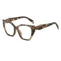 Lunettes de soleil œil-de-chat écaillées avec monture géométrique épaisse et polie - Monture Écaille Verre Transparent
