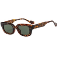 Retro square tortoiseshell sunglasses with dark green lenses and thick temples - Tortoiseshell Frame Dark Green Lens