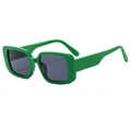 Chic square green frame sunglasses with dark grey lenses in a retro minimalist style - Green Frame Grey Lens