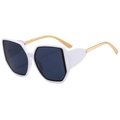 Fashion oversized square white frame sunglasses with sleek gold metal temples for women - White Frame Gray Lens
