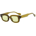 Lunettes de soleil carrées rétro vert olive avec verres jaunes pour mode urbaine - Monture Vert Foncé Verres Verts