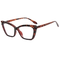 Montatura cat eye con trama tartarugata scura e design geometrico sfaccettato in 3D - Montatura Leopardata (C3)